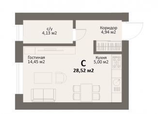 1-ком. квартира на продажу, 28.5 м2, Краснопольское сельское поселение