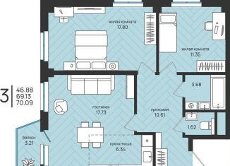 Продается 3-ком. квартира, 70.1 м2, Архангельская область