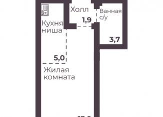 1-комнатная квартира на продажу, 24.5 м2, Челябинск, Тракторозаводский район