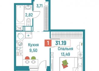 Продажа 1-ком. квартиры, 31.2 м2, Мурино, ЖК Графика