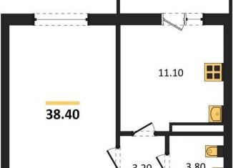 Однокомнатная квартира на продажу, 38.4 м2, село Ямное, улица Генерала Черткова, 2