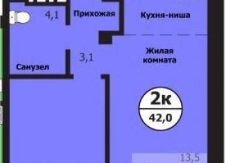 Продаю 2-ком. квартиру, 42 м2, Красноярск