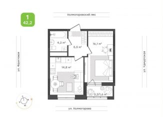 Продажа 1-ком. квартиры, 42.2 м2, Удмуртия, улица Холмогорова, 109