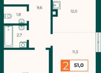 Продается 2-комнатная квартира, 51 м2, Свердловская область, Отрадная улица, с1