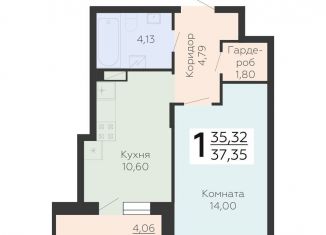 1-ком. квартира на продажу, 37.4 м2, Воронеж, Коминтерновский район, Электросигнальная улица, 9Ак1