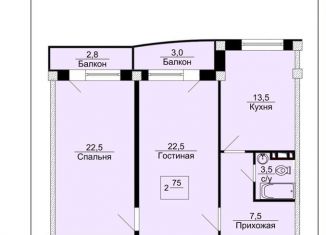 Продаю двухкомнатную квартиру, 73.8 м2, Махачкала, Ленинский район, проспект Насрутдинова, 256