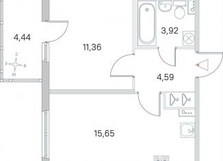 Продается 1-комнатная квартира, 36.9 м2, посёлок Стрельна