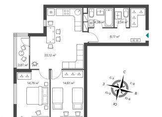 Продажа 2-ком. квартиры, 70.3 м2, Нижний Новгород