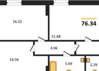 Продам 2-комнатную квартиру, 75.4 м2, Воронеж, Донбасская улица, 25к2