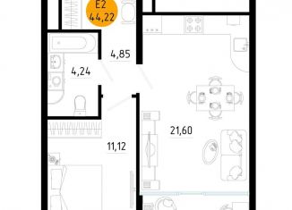 Продам 1-ком. квартиру, 44.2 м2, Рязанская область