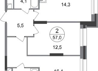 2-ком. квартира на продажу, 57 м2, Московский