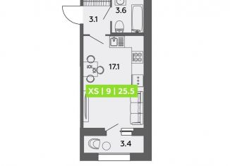 Продается квартира студия, 25.5 м2, Санкт-Петербург, метро Новокрестовская