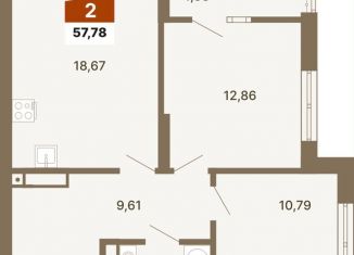 Продаю 2-ком. квартиру, 57.8 м2, Екатеринбург, метро Геологическая