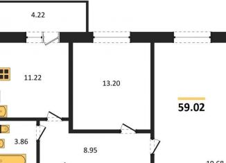 2-комнатная квартира на продажу, 59 м2, Отрадненское сельское поселение