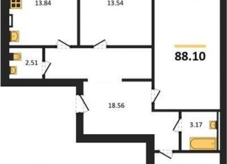 Трехкомнатная квартира на продажу, 88.1 м2, село Александровка