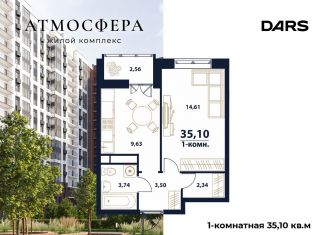 Продаю 1-комнатную квартиру, 35.1 м2, Ульяновск, жилой комплекс Атмосфера, 5