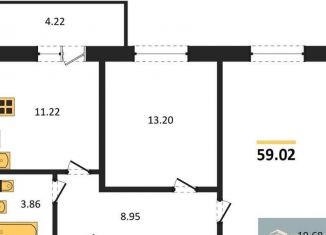 Двухкомнатная квартира на продажу, 59 м2, Отрадненское сельское поселение