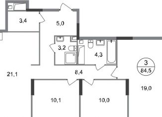 Продается 3-комнатная квартира, 84.5 м2, Москва