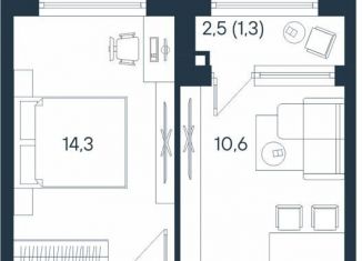 Продается двухкомнатная квартира, 40.2 м2, Пермский край