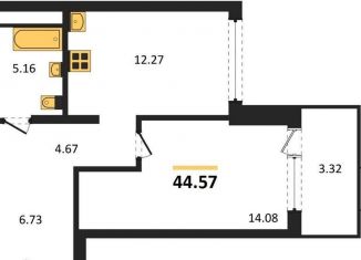 Продам 1-комнатную квартиру, 44.6 м2, Воронеж, набережная Чуева, 7, Железнодорожный район