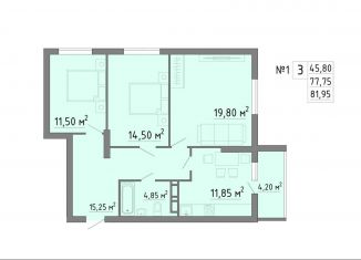 Продается трехкомнатная квартира, 92 м2, Липецк