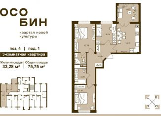 Продаю 3-ком. квартиру, 75.8 м2, Брянск, Советский район