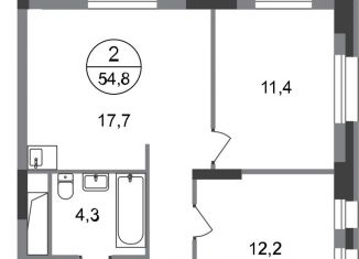 Продам 2-комнатную квартиру, 54.8 м2, Московский