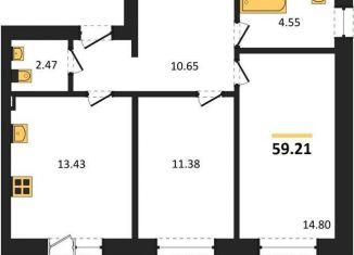 Продаю однокомнатную квартиру, 50.4 м2, Воронеж, набережная Чуева, 7, Железнодорожный район