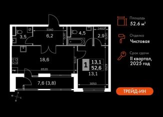 Продается двухкомнатная квартира, 52.6 м2, Москва, район Покровское-Стрешнево