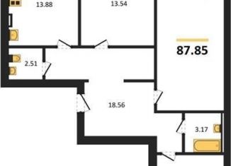 Продам 3-комнатную квартиру, 87.8 м2, Отрадненское сельское поселение