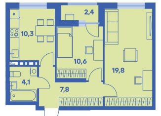 2-ком. квартира на продажу, 53.8 м2, Пермь