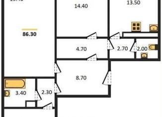 Продаю 3-ком. квартиру, 86.3 м2, Воронеж, Железнодорожный район, улица Димитрова, 51А