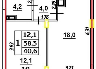 Однокомнатная квартира на продажу, 40.6 м2, Старый Оскол, микрорайон Садовые Кварталы, 3