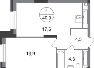 Продажа 1-комнатной квартиры, 40.3 м2, Московский