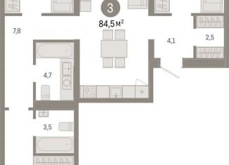 Продается 3-ком. квартира, 84.5 м2, Новосибирск