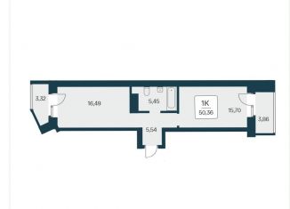 Продаю 1-комнатную квартиру, 50.4 м2, Новосибирск