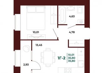 Продам 1-ком. квартиру, 35.8 м2, Пензенская область, проспект Строителей, 21Ак1