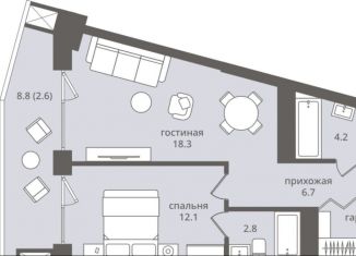 Продам 2-комнатную квартиру, 49.3 м2, Пионерский