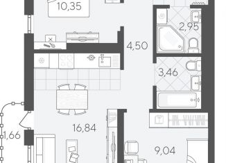 Продажа двухкомнатной квартиры, 57.2 м2, Тюмень, Калининский округ, улица Вадима Бованенко, 11