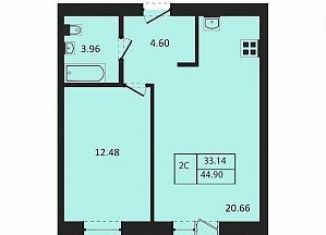 Продажа 1-комнатной квартиры, 44.9 м2, Новосибирск