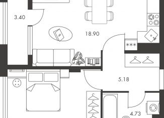 Продажа 1-комнатной квартиры, 45.7 м2, Тула, Зареченский территориальный округ, улица Карпова, 103А