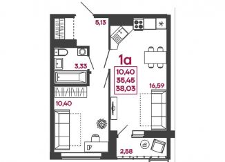 Продаю 1-ком. квартиру, 38 м2, Пензенская область, улица Измайлова, 41В