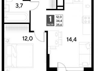 Продаю 1-ком. квартиру, 35.6 м2, Омск, Ленинский округ