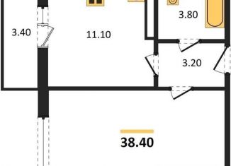 Продаю 1-комнатную квартиру, 38.4 м2, посёлок Отрадное