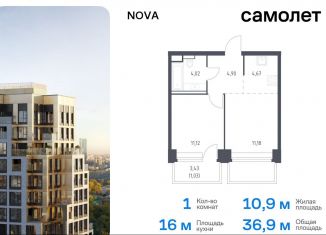 Продаю однокомнатную квартиру, 36.9 м2, Москва, ЗАО, жилой комплекс Нова, к3