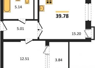 1-комнатная квартира на продажу, 39.8 м2, Воронеж, Железнодорожный район, набережная Чуева, 7