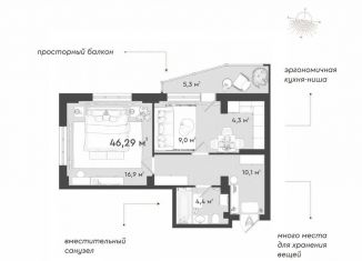 1-ком. квартира на продажу, 50 м2, Новосибирск, улица Коминтерна, 120