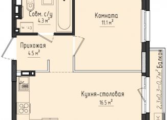 Продажа однокомнатной квартиры, 36.2 м2, село Первомайский, жилой комплекс Город Оружейников, 21