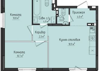 Продаю 2-ком. квартиру, 53.2 м2, село Первомайский, жилой комплекс Город Оружейников, 22, ЖК Город Оружейников