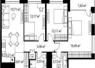 Продажа 3-комнатной квартиры, 80.5 м2, Москва, ЖК Лайф Варшавская